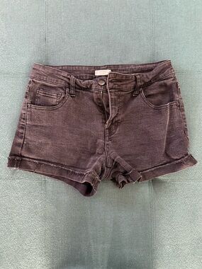 Washed Black Denim Cutoff Shorts
